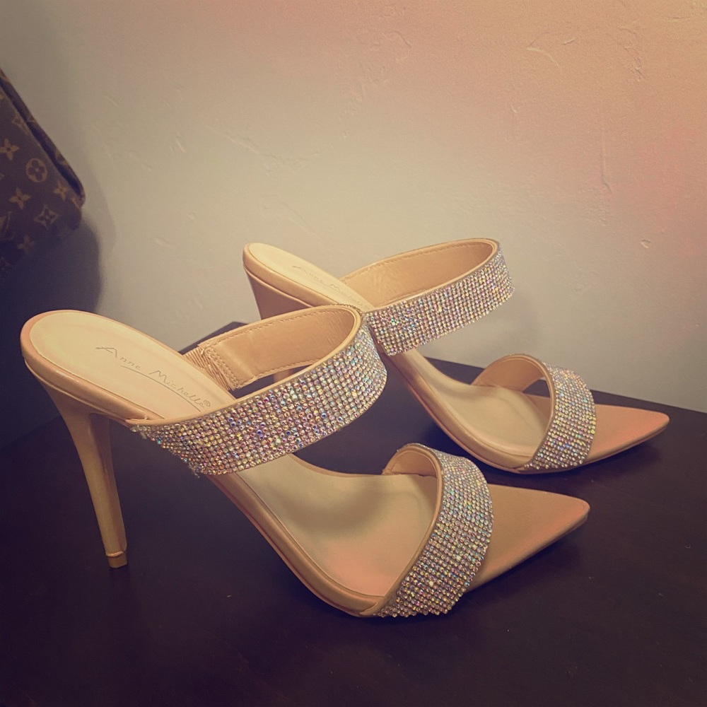 Rhinestone Tan Heels (Size 10)